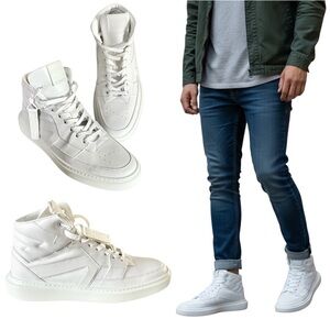 Human Nation Sneakers Men's Size 7.5 White Leather High-Top Sport Shoe New!